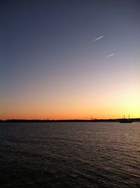 Scenic view of sea at sunset