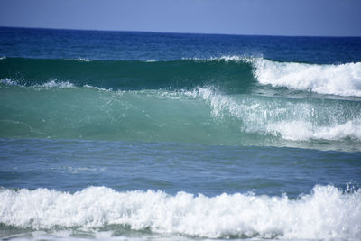 Scenic view of sea against clear sky