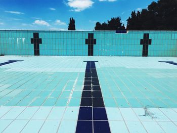 Swimming pool against blue sky