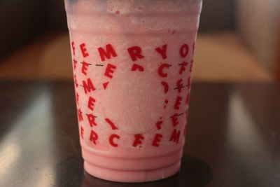Close-up of drink in glass on table