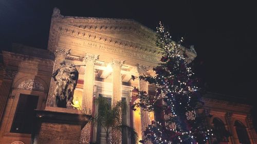 Illuminated building at night