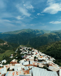 High angle view of townscape against sky