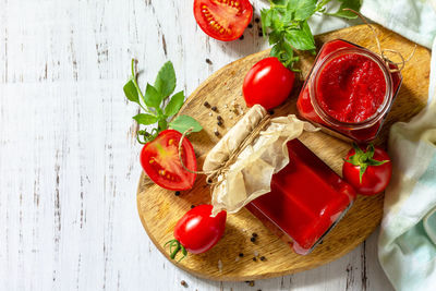 Close-up of fruits and vegetables on table