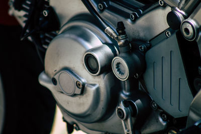 Close-up of motorcycle engine