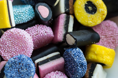 Close-up of liquorice candies for sale at store