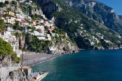 High angle view of buildings on beach