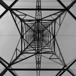 Low angle view of electricity pylon against sky