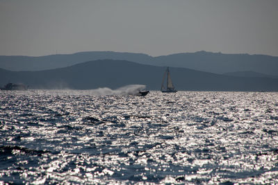 Scenic view of sea against clear sky