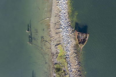 High angle view of pier by sea