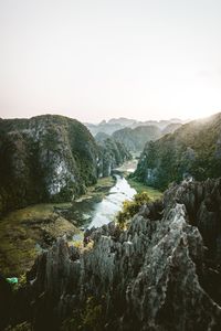 Scenic view of mountains against clear sky