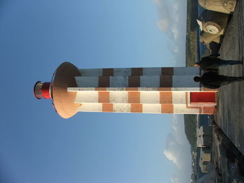 Low angle view of building against blue sky