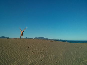 Scenic view of landscape against clear blue sky