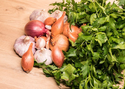 High angle view of vegetables