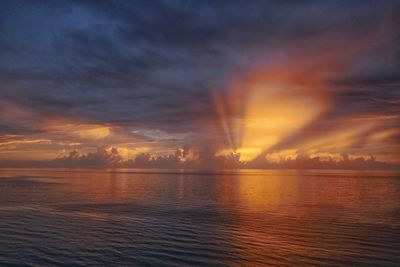 Scenic view of seascape against sky during sunset