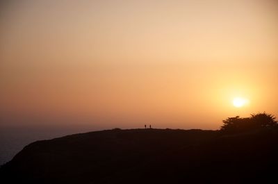 Scenic view of silhouette mountain against sky during sunset