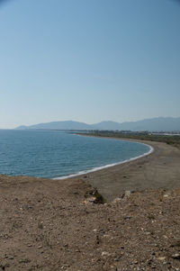 Scenic view of sea against clear sky