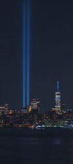 Celebration of 9/11 with blue lights