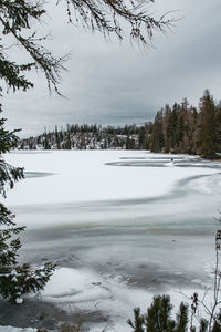 Scenic view of sea against sky during winter