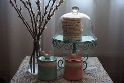 Close-up of place setting on table