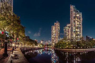 Illuminated city at night