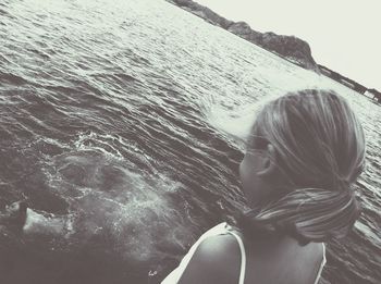 Woman standing in water