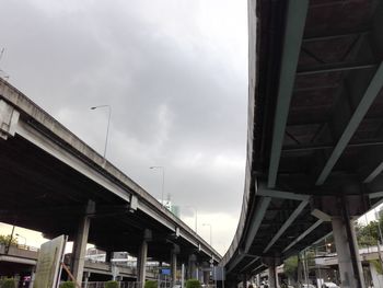 Low angle view of elevated road against sky