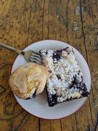 High angle view of breakfast on table