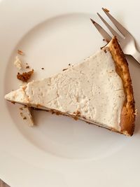 High angle view of cake in plate