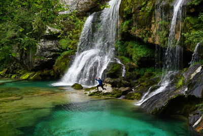 Scenic view of waterfall