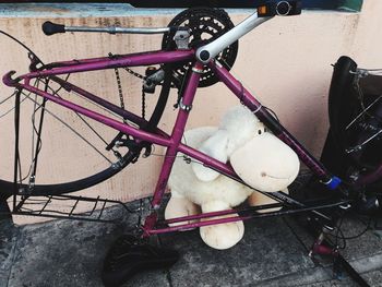 Close-up of bicycles on bicycle