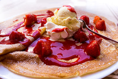 Close-up of dessert served in plate