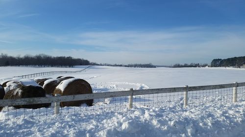 Scenic view of snow covered field