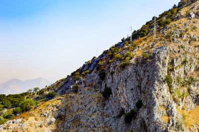 Scenic view of mountains against clear sky