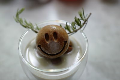 High angle view of dessert in plate on table