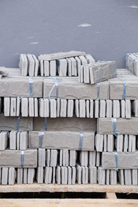 High angle view of stack of firewood