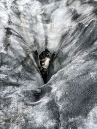 Portrait of man in waterfall