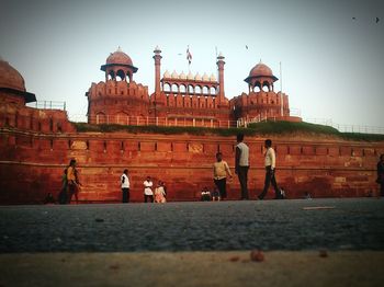 People in front of fort