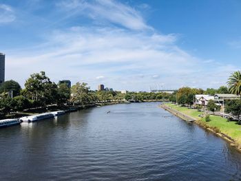 Scenic view of yarra river against sky