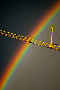 Low angle view of crane against sky during sunset