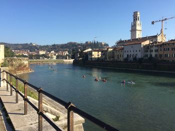 View of river with buildings in background