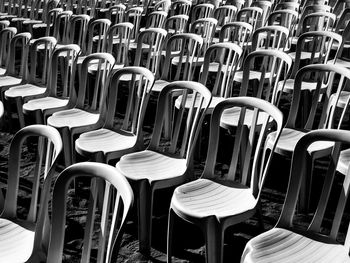 Empty chairs in row