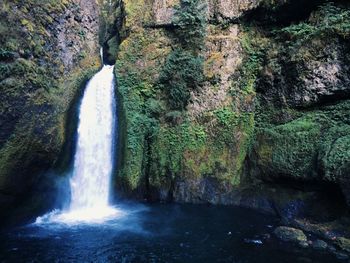 Scenic view of waterfall
