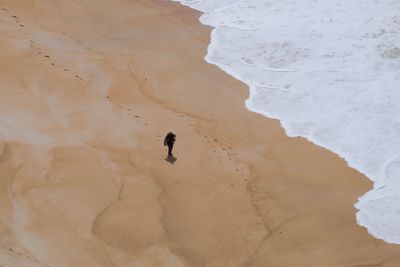 High angle view of man on beach