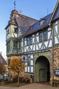 Low angle view of building against clear sky