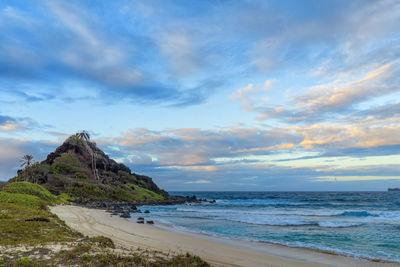 Scenic view of beach against sky