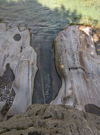 High angle view of rocks on land