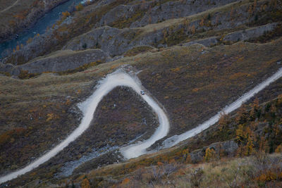 High angle view of mountain road