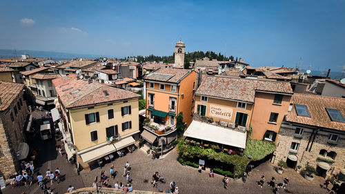 High angle view of townscape against sky