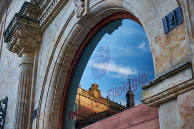 Reflection in glass university of philology of salamanca, in spain