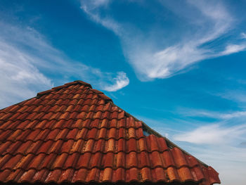 Low angle view of roof against sky